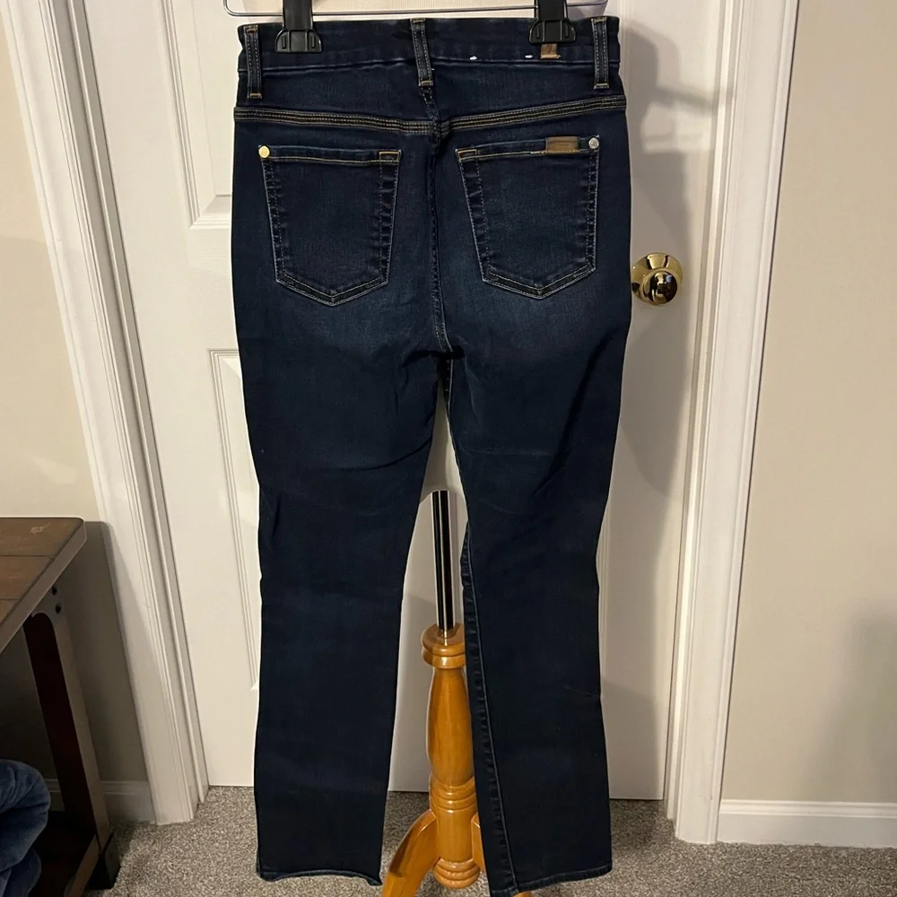 7 For All Mankind Dark Blue High Rise Waist Vintage Straight Jeans - Picture 2 of 5